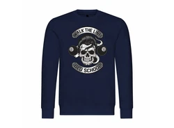 deinshirt Rundhalspullover Herren Walk the line Mit Print Motiv Dunkelblau/Blau