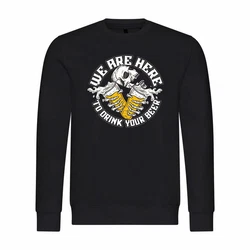 deinshirt Rundhalspullover Herren We are here top drink your Beer Dunkelblau/Blau/Schwarz