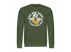 deinshirt Rundhalspullover Herren We are here top drink your Beer Dunkelgrün/Grün
