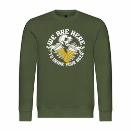 Rundhalspullover Herren Pullover We are here top drink your Beer Mit Print Motiv, Grafik