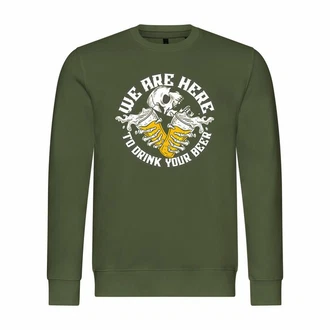 deinshirt Rundhalspullover Herren We are here top drink your Beer Dunkelgrün/Grün