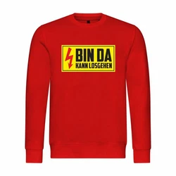 deinshirt Rundhalspullover Herren Pullover Bin da kann losgehen Mit Print Motiv Rot/Dunkelrot