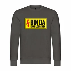 deinshirt Rundhalspullover Herren Pullover Bin da kann losgehen Mit Print Motiv Dunkelgrau/Grau/Hellgrau/Dunkelgrün