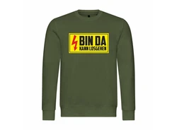 deinshirt Rundhalspullover Herren Pullover Bin da kann losgehen Mit Print Motiv Dunkelgrün/Neonfarben/Grün
