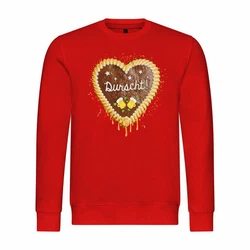 deinshirt Rundhalspullover Herren Lebkuchenherz Durscht Mit Print Motiv Rot/Gold/Dunkelrot