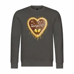 deinshirt Rundhalspullover Herren Lebkuchenherz Durscht Mit Print Motiv Dunkelgrau/Braun/Gold/Grau