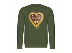 deinshirt Rundhalspullover Herren Lebkuchenherz Durscht Mit Print Motiv Dunkelgrün/Grün