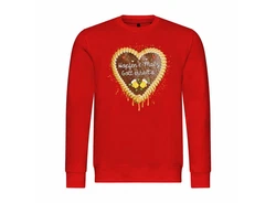 deinshirt Rundhalspullover Herren Pullover Lebkuchenherz Hopfen und Malz Gold/Rot/Dunkelrot