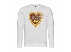 deinshirt Rundhalspullover Herren Pullover Lebkuchenherz Hopfen und Malz Gold/Creme/Weiß