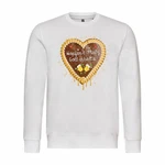 deinshirt Rundhalspullover Herren Pullover Lebkuchenherz Hopfen und Malz Gold/Creme/Weiß