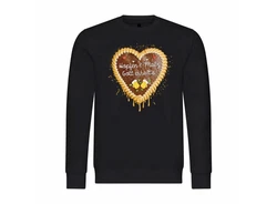 deinshirt Rundhalspullover Herren Pullover Lebkuchenherz Hopfen und Malz Gold/Schwarz