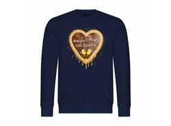 deinshirt Rundhalspullover Herren Pullover Lebkuchenherz Hopfen und Malz Gold/Dunkelblau