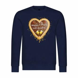deinshirt Rundhalspullover Herren Pullover Lebkuchenherz Hopfen und Malz Gold/Dunkelblau deinshirt Rundhalspullover Herren Pullover Lebkuchenherz Hopfen und Malz Gold/Dunkelblau