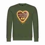 deinshirt Rundhalspullover Herren Pullover Lebkuchenherz Hopfen und Malz Dunkelgrün/Khaki