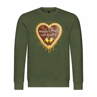 deinshirt Rundhalspullover Herren Pullover Lebkuchenherz Hopfen und Malz Dunkelgrün/Khaki deinshirt Rundhalspullover Herren Pullover Lebkuchenherz Hopfen und Malz Dunkelgrün/Khaki