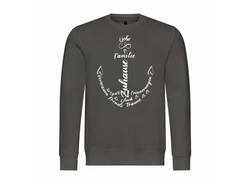deinshirt Rundhalspullover Herren Pullover Liebe Familie Anker Mit Print Motiv Dunkelgrün/Grün/Dunkelgrau/Grau/Khaki/Braun