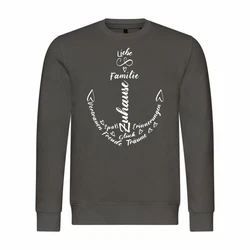 deinshirt Rundhalspullover Herren Pullover Liebe Familie Anker Mit Print Motiv Dunkelgrün/Grün/Dunkelgrau/Grau/Khaki/Braun