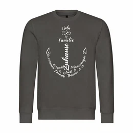 Rundhalspullover Herren Pullover Liebe Familie Anker Mit Print Motiv, Grafik