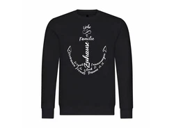 deinshirt Rundhalspullover Herren Pullover Liebe Familie Anker Mit Print Motiv Dunkelblau/Schwarz