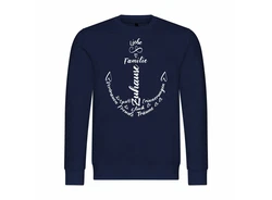 deinshirt Rundhalspullover Herren Pullover Liebe Familie Anker Mit Print Motiv Dunkelblau/Blau