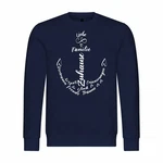 deinshirt Rundhalspullover Herren Pullover Liebe Familie Anker Mit Print Motiv Dunkelblau/Blau