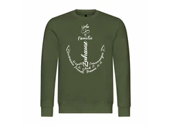 deinshirt Rundhalspullover Herren Pullover Liebe Familie Anker Mit Print Motiv Dunkelgrün/Grün