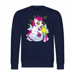 deinshirt Rundhalspullover Herren Pullover Kotzendes Einhorn Dunkelblau/Rosa