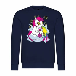 Rundhalspullover Herren Pullover Kotzendes Einhorn Mit Print Motiv, Grafik