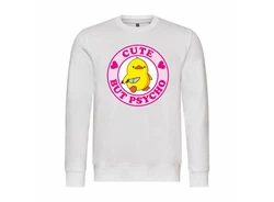 deinshirt Rundhalspullover Herren Cute but Psycho Mit Print Motiv Braun/Creme/Grau/Gelb/Weiß