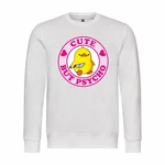 deinshirt Rundhalspullover Herren Cute but Psycho Mit Print Motiv Braun/Creme/Grau/Gelb/Weiß