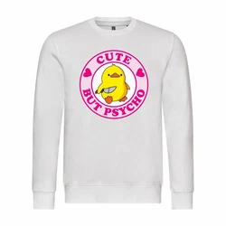 deinshirt Rundhalspullover Herren Cute but Psycho Mit Print Motiv Braun/Creme/Grau/Gelb/Weiß