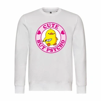 deinshirt Rundhalspullover Herren Cute but Psycho Mit Print Motiv Braun/Creme/Grau/Gelb/Weiß deinshirt Rundhalspullover Herren Cute but Psycho Mit Print Motiv Braun/Creme/Grau/Gelb/Weiß