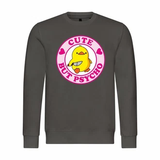 deinshirt Rundhalspullover Herren Cute but Psycho Mit Print Motiv