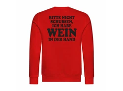 deinshirt Rundhalspullover Herren Pullover Bitte nicht schubsen habe Wein in der Hand Mit Print Motiv Rot/Dunkelrot