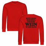 deinshirt Rundhalspullover Herren Pullover Bitte nicht schubsen habe Wein in der Hand Mit Print Motiv Rot/Dunkelrot