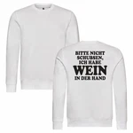 deinshirt Rundhalspullover Herren Pullover Bitte nicht schubsen habe Wein in der Hand Mit Print Motiv Creme/Weiß