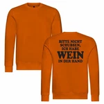 deinshirt Rundhalspullover Herren Pullover Bitte nicht schubsen habe Wein in der Hand Mit Print Motiv Orange