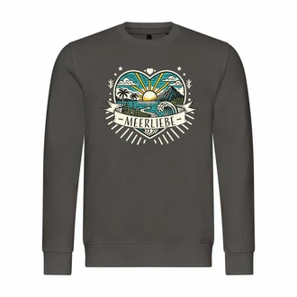 deinshirt Rundhalspullover Herren Pullover Ich Liebe das Meer Dunkelgrau/Dunkelgrün/Grün/Khaki/Grau