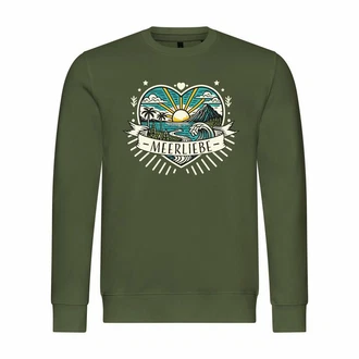 deinshirt Rundhalspullover Herren Pullover Ich Liebe das Meer