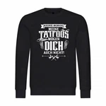 deinshirt Rundhalspullover Herren Pullover Keine Sorge meine Tattoos mögen dich auch nicht Mit Print Motiv, Grafik Creme/Schwarz/Dunkelblau