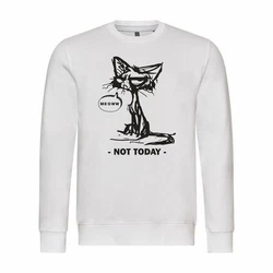 deinshirt Rundhalspullover Herren Pullover Katze not today Grau/Creme/Weiß/Schwarz
