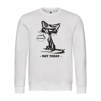 deinshirt Rundhalspullover Herren Pullover Katze not today Grau/Creme/Weiß/Schwarz deinshirt Rundhalspullover Herren Pullover Katze not today Grau/Creme/Weiß/Schwarz