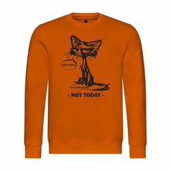 deinshirt Rundhalspullover Herren Pullover Katze not today Orange