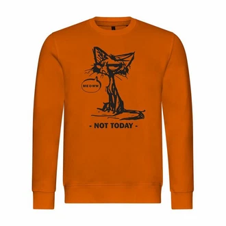 deinshirt Rundhalspullover Herren Pullover Katze not today Orange