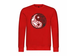 deinshirt Rundhalspullover Herren Pullover Mit Print Motiv Yin und Yang Rot/Dunkelrot