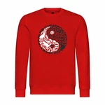 deinshirt Rundhalspullover Herren Pullover Mit Print Motiv Yin und Yang Rot/Dunkelrot