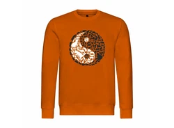 deinshirt Rundhalspullover Herren Pullover Mit Print Motiv Yin und Yang Orange