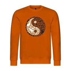 deinshirt Rundhalspullover Herren Pullover Mit Print Motiv Yin und Yang Orange