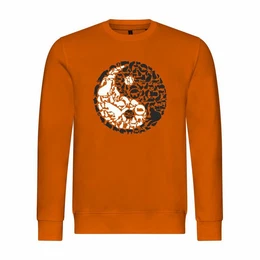 Rundhalspullover Herren Pullover Katzen Yin und Yang Mit Print Motiv, Grafik