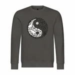 deinshirt Rundhalspullover Herren Pullover Mit Print Motiv Yin und Yang Dunkelgrau/Grau/Dunkelgrün